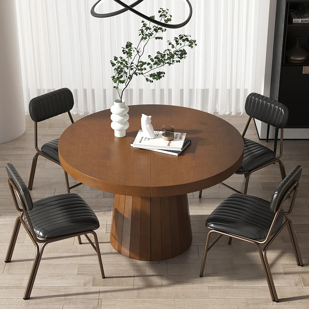 M Modern Extendable Round Dining Table for 4–6 People
