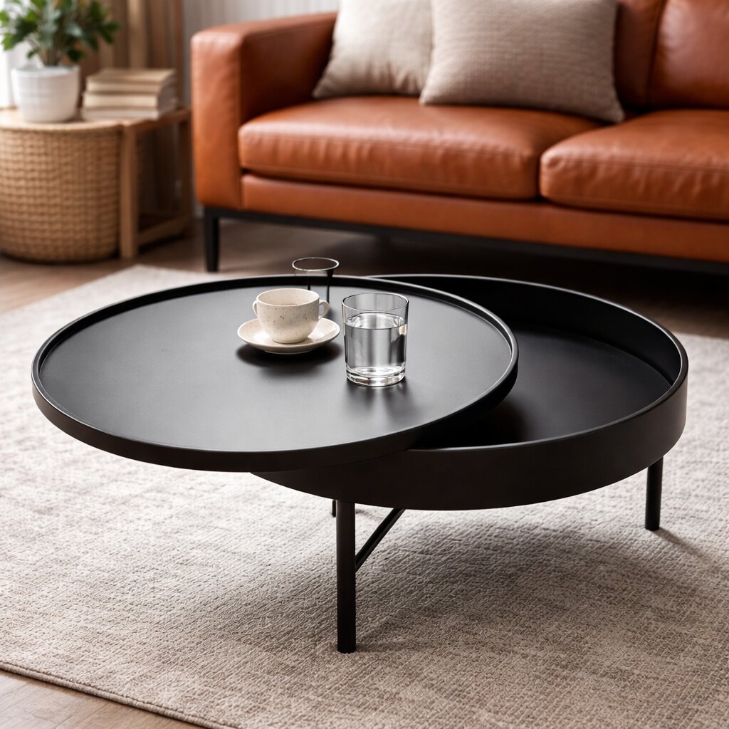 Modern Round Black Coffee Table