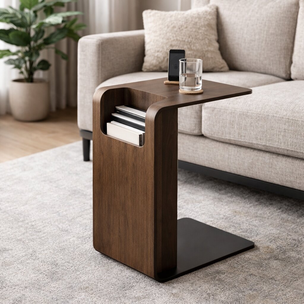 Modern Walnut Side Table